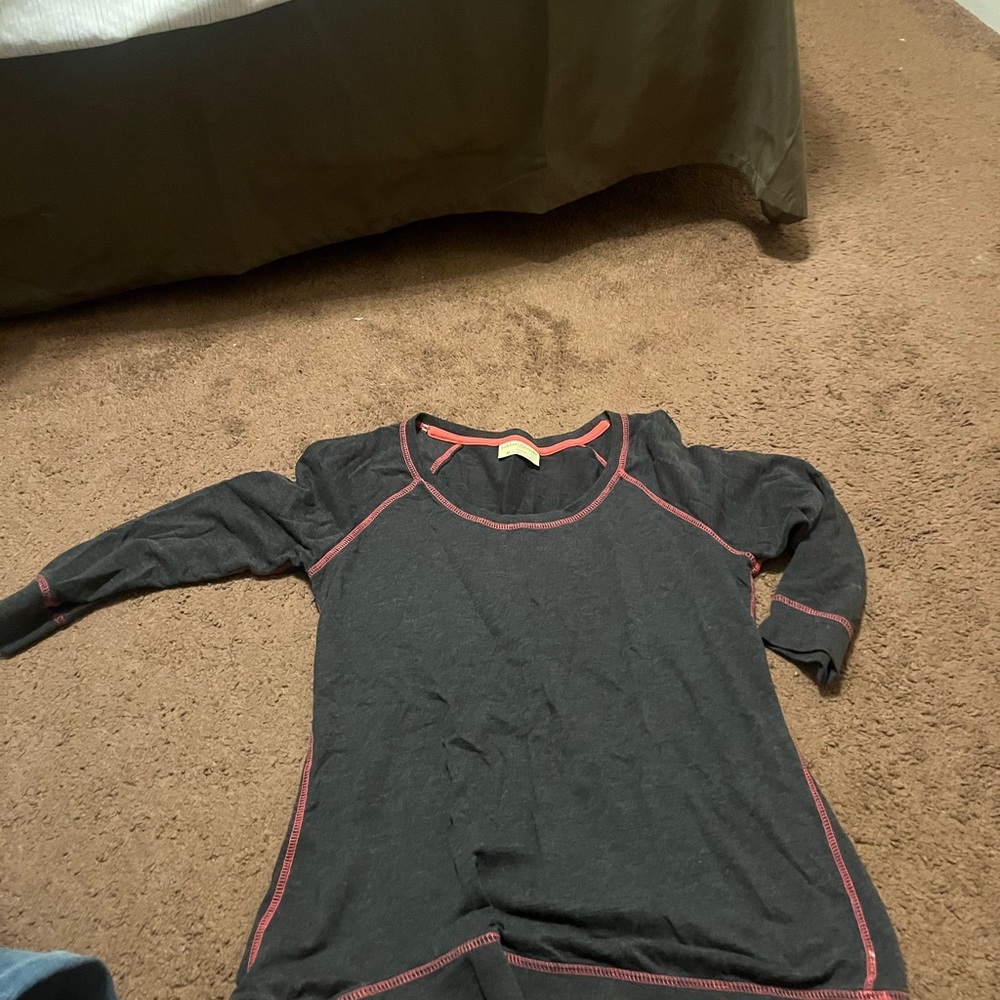 Bobbie Brooks Charcoal Top with Coral Trim